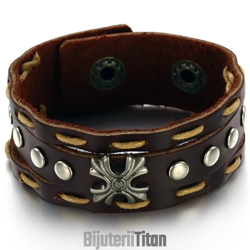 Pentru A Vă Bucura De O Reputație Înaltă Acasă Și În Străinătate, Brățară Retro Din Piele De Titan