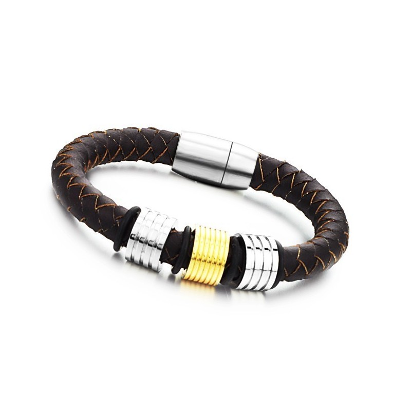 Brățară Din Piele De Titan Maro Ușor De Utilizat Pentru Bărbați