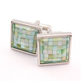 Butoni De Manșetă Din Titan, Verde Măr, Cu Model Natural De Scoici