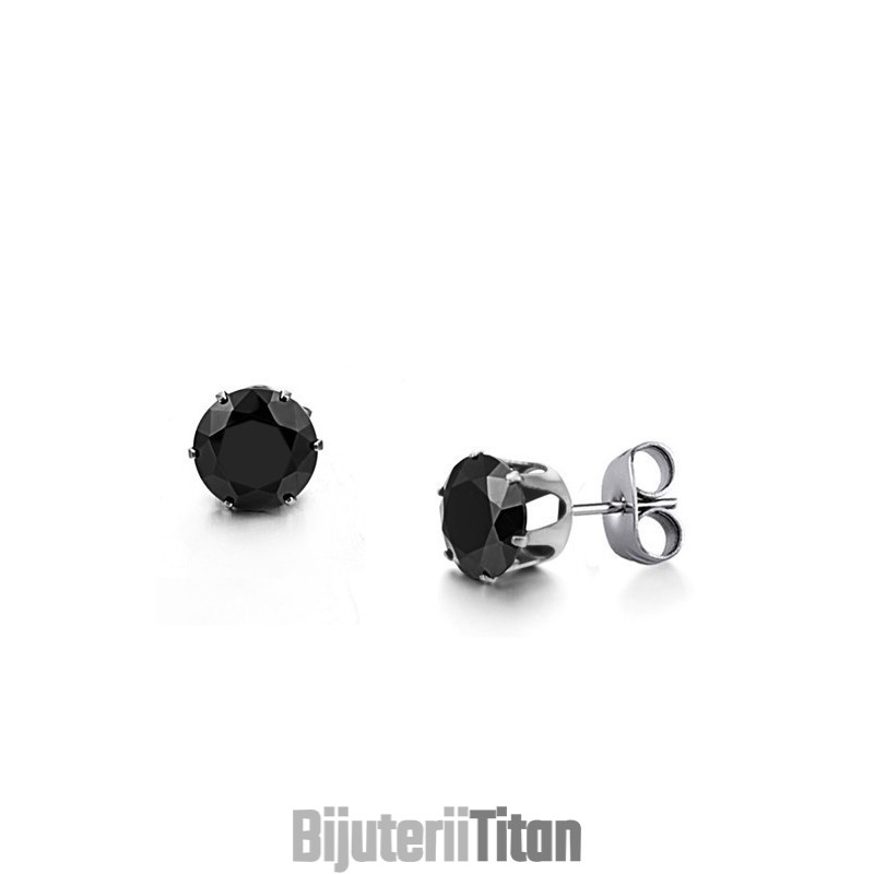 Cercei Bărbați Din Titan Negru De Înaltă Calitate Cu Diamant