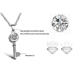 Colier Din Titan Placat Cu Platină, Cu Cheie Și Lacăt Pentru Femei, Cu Varietate Largă, Cu Stras