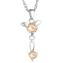 Colier Din Titan Placat Cu Platină Violet, Calitate Stabilă, Pentru Femei, Cu Diamant