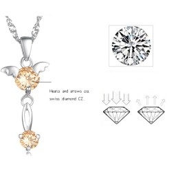 Colier Din Titan Placat Cu Platină Violet, Calitate Stabilă, Pentru Femei, Cu Diamant