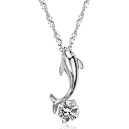 Colier Din Titan Placat Cu Platină, În Formă De Delfin Femelă, De Renume Mondial, Cu Diamant