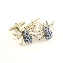 Butoni De Manșetă Din Titan Cu Păianjen Misterios Și Diamante Albastre