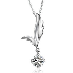 Colier Din Titan Placat Cu Platină, În Formă De Aripă Feminină, De Calitate Fiabilă, Cu Stras