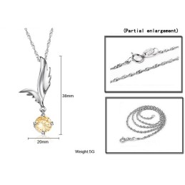 Colier Din Titan Placat Cu Platină, În Formă De Aripă Feminină, De Calitate Fiabilă, Cu Stras