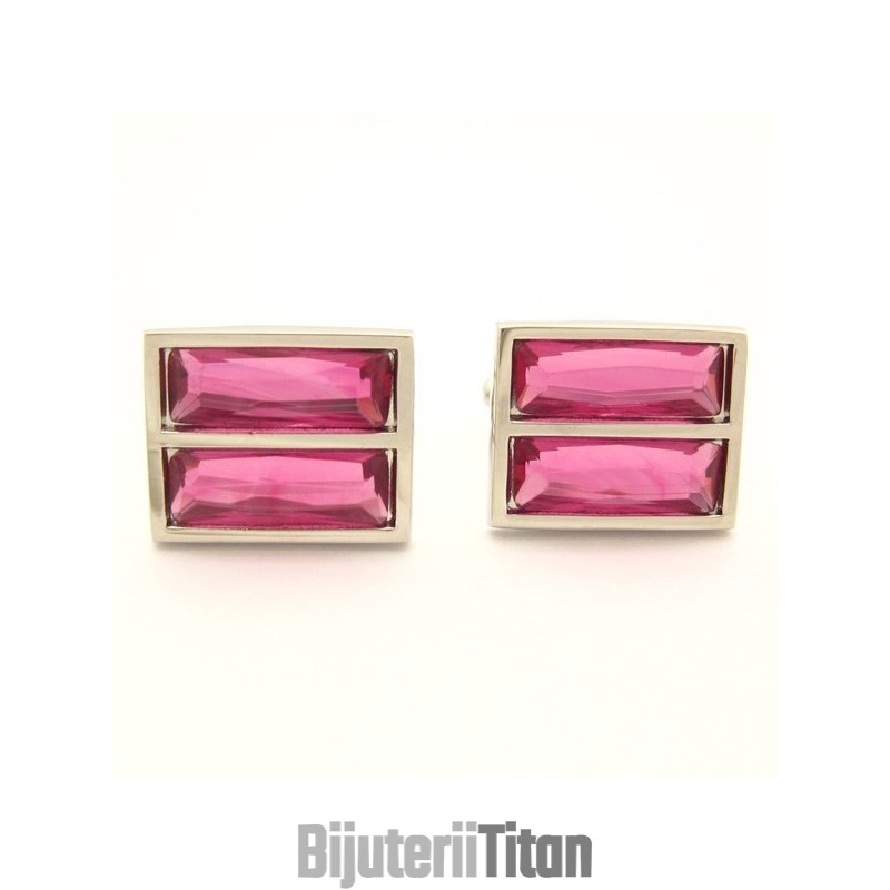 Butoni Oblongi Din Titan La Modă Cu Cristal Strălucitor Peachblow Butoni Oblongi Din Titan La Modă Cu Cristal Strălucitor Peachblow