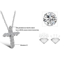 Colier Din Titan Placat Cu Platină, Cu Cruce Feminină, Reputație Fiabilă, Cu Stras