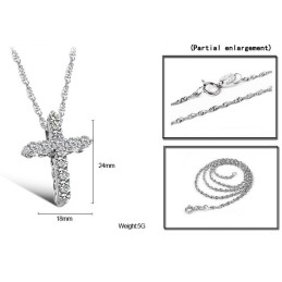 Colier Din Titan Placat Cu Platină, Cu Cruce Feminină, Reputație Fiabilă, Cu Stras