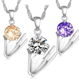 Colier Din Titan Placat Cu Platină Violet Pentru Femei, Cu Varietăți Largi, Cu Diamant