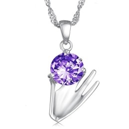 Colier Din Titan Placat Cu Platină Violet Pentru Femei, Cu Varietăți Largi, Cu Diamant