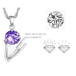 Colier Din Titan Placat Cu Platină Violet Pentru Femei, Cu Varietăți Largi, Cu Diamant