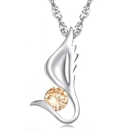 Colier Din Titan Placat Cu Platină, În Formă De Aripă Feminină, Regina Calității, Cu Diamant