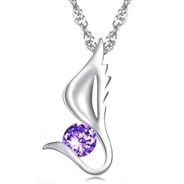 Colier Din Titan Placat Cu Platină, În Formă De Aripă Feminină, Regina Calității, Cu Diamant