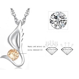 Colier Din Titan Placat Cu Platină, În Formă De Aripă Feminină, Regina Calității, Cu Diamant