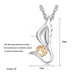 Colier Din Titan Placat Cu Platină, În Formă De Aripă Feminină, Regina Calității, Cu Diamant