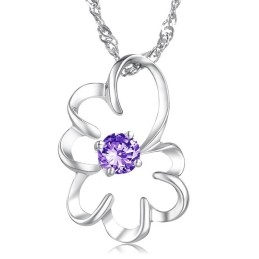 Colier Din Titan Placat Cu Platină Violet Pentru Femei, Cu Varietăți Largi, Cu Diamant