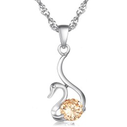 Colier Din Titan Placat Cu Platină, În Formă De Lebădă, Cu Reputație De Încredere, Pentru Femei, Cu Diamant