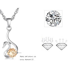 Colier Din Titan Placat Cu Platină, În Formă De Lebădă, Cu Reputație De Încredere, Pentru Femei, Cu Diamant