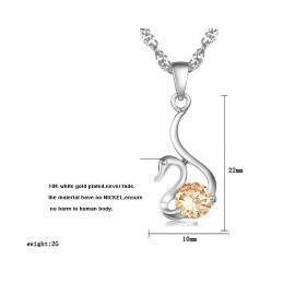 Colier Din Titan Placat Cu Platină, În Formă De Lebădă, Cu Reputație De Încredere, Pentru Femei, Cu Diamant