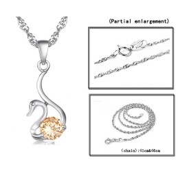 Colier Din Titan Placat Cu Platină, În Formă De Lebădă, Cu Reputație De Încredere, Pentru Femei, Cu Diamant