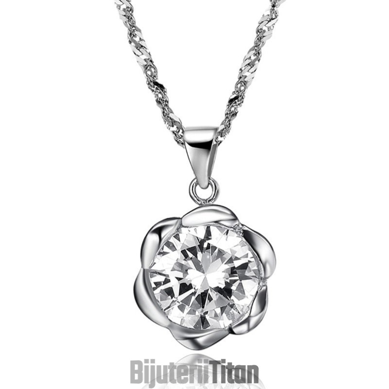 Colier Din Titan Placat Cu Platină, Formă De Trandafir Feminin, Calitate Stabilă Colier Din Titan Placat Cu Platină, Formă De Trandafir Feminin, Calitate Stabilă