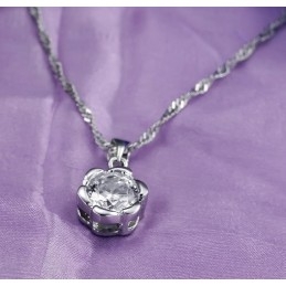 Colier Din Titan Placat Cu Platină, Formă De Trandafir Feminin, Calitate Stabilă