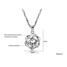 Colier Din Titan Placat Cu Platină, Formă De Trandafir Feminin, Calitate Stabilă