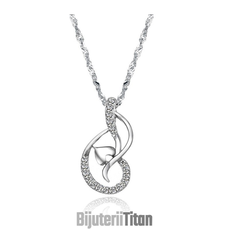 Colier De Titan Placat Cu Platină De Înaltă Calitate Pentru Femei Cu Stras Colier De Titan Placat Cu Platină De Înaltă Calitate Pentru Femei Cu Stras
