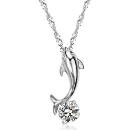 Colier Din Titan Placat Cu Platină, În Formă De Delfin Femelă, Calitate Și Cantitate Garantate, Cu Diamant