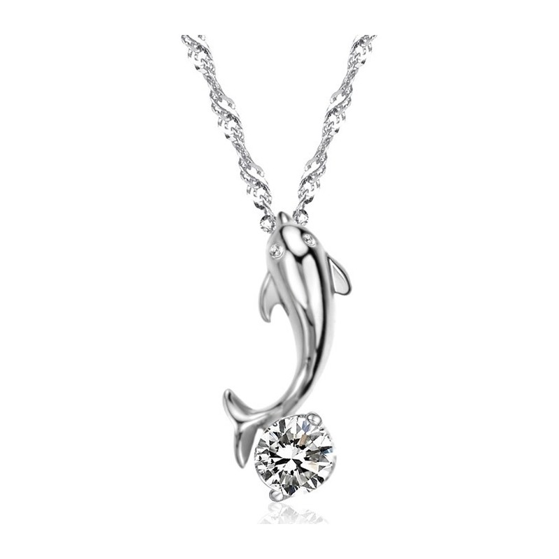 Colier Din Titan Placat Cu Platină, În Formă De Delfin Femelă, Calitate Și Cantitate Garantate, Cu Diamant Colier Din Titan Placat Cu Platină, În Formă De Delfin Femelă, Calitate Și Cantitate Garantate, Cu Diamant