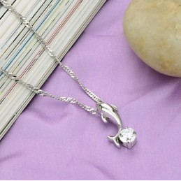 Colier Din Titan Placat Cu Platină, În Formă De Delfin Femelă, Calitate Și Cantitate Garantate, Cu Diamant