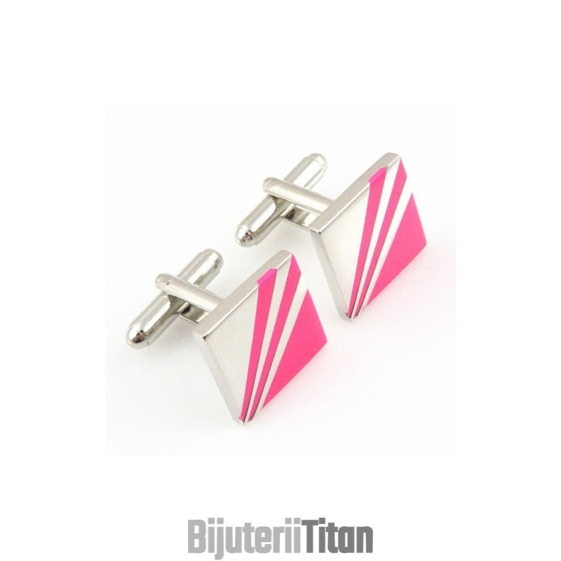 Butoni Pătrați Din Titan, Model Trandafir Roșu La Modă