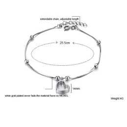 Brățară De Gleznă Din Titan Placată Cu Platină, Regina Calității, Cu Inimă De Damă