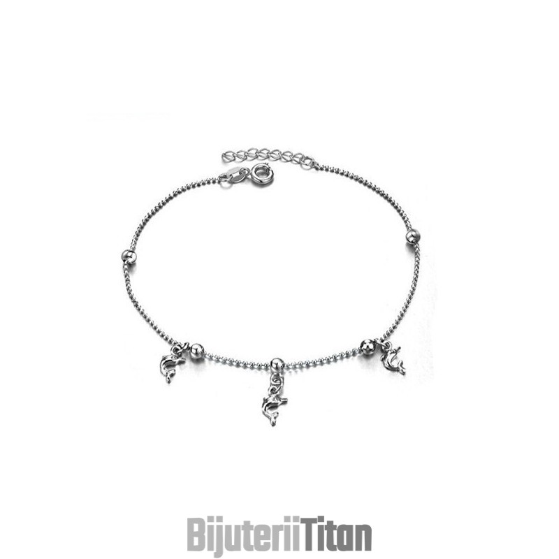 Brățară De Gleznă Din Titan Placată Cu Platină, În Formă De Delfin Feminin, De Înaltă Calitate