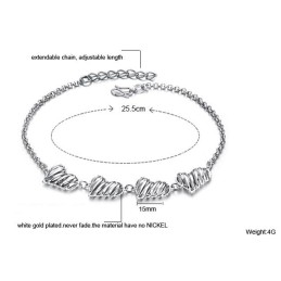 Brățară De Gleznă Din Titan Placată Cu Platină, De Calitate Excelentă, Cu Inimă Goală Pentru Femei