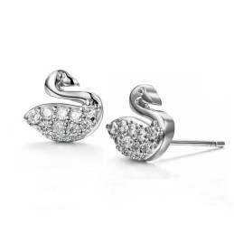 Cercei Din Titan Placați Cu Platină, În Formă De Lebădă, Durabili, Cu Diamant
