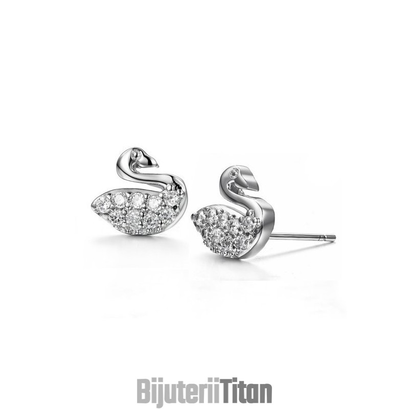 Cercei Din Titan Placați Cu , În Formă De Lebădă, Durabili, Cu Diamant