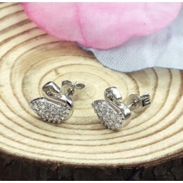 Cercei Din Titan Placați Cu , În Formă De Lebădă, Durabili, Cu Diamant