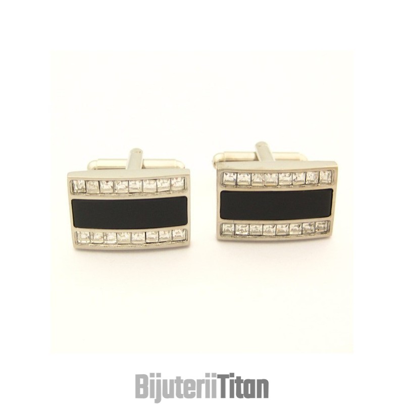 Butoni Oblongi Clasici Din Titan Și Placați Cu Negru Butoni Oblongi Clasici Din Titan Și Placați Cu Negru