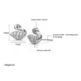 Cercei Din Titan Placați Cu , În Formă De Lebădă, Durabili, Cu Diamant