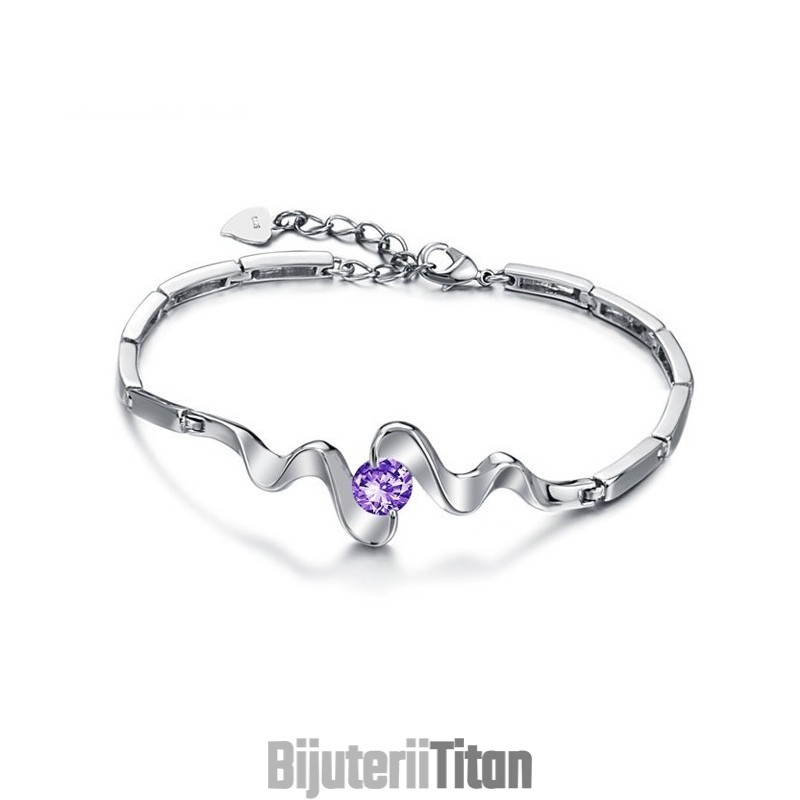 Brățară Din Titan Placată Cu Platină Violet De Înaltă Calitate Pentru Femei, Cu Diamant Brățară Din Titan Placată Cu Platină Violet De Înaltă Calitate Pentru Femei, Cu Diamant