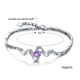 Brățară Din Titan Placată Cu Platină Violet De Înaltă Calitate Pentru Femei, Cu Diamant