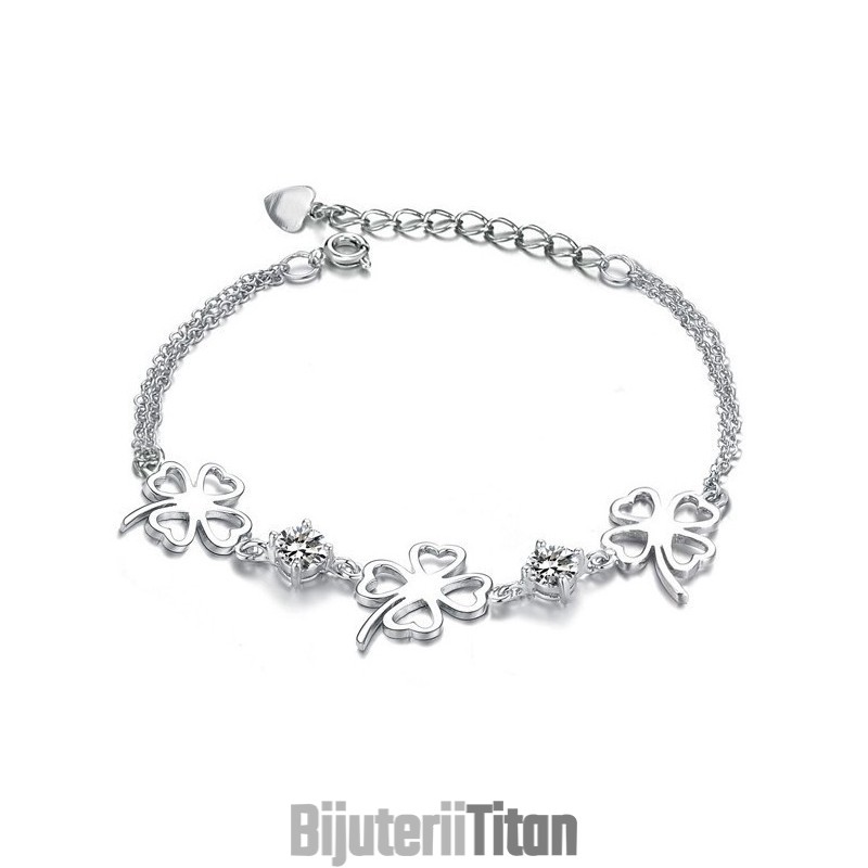 Brățară Din Titan Placată Cu Platină, În Formă De Trifoi, Regina Calității, Pentru Femei, Cu Diamant Brățară Din Titan Placată Cu Platină, În Formă De Trifoi, Regina Calității, Pentru Femei, Cu Diamant