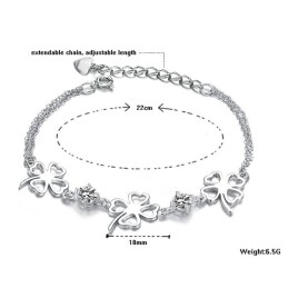 Brățară Din Titan Placată Cu Platină, În Formă De Trifoi, Regina Calității, Pentru Femei, Cu Diamant