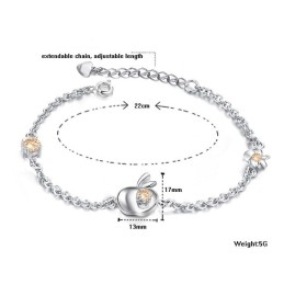 Brățară Din Titan Placată Cu , În Formă De Măr, Cu O Gamă Largă De Varietăți, Pentru Femei, Cu Diamant