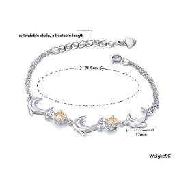 Brățară Din Titan Placată Cu Platină, În Formă De Delfin Feminin De Înaltă Calitate