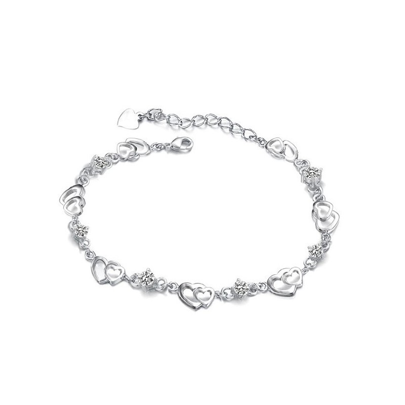 Brățară Din Titan Placată Cu Platină, Ușor De Utilizat, Cu Inimă De Inimă Pentru Femei Brățară Din Titan Placată Cu Platină, Ușor De Utilizat, Cu Inimă De Inimă Pentru Femei