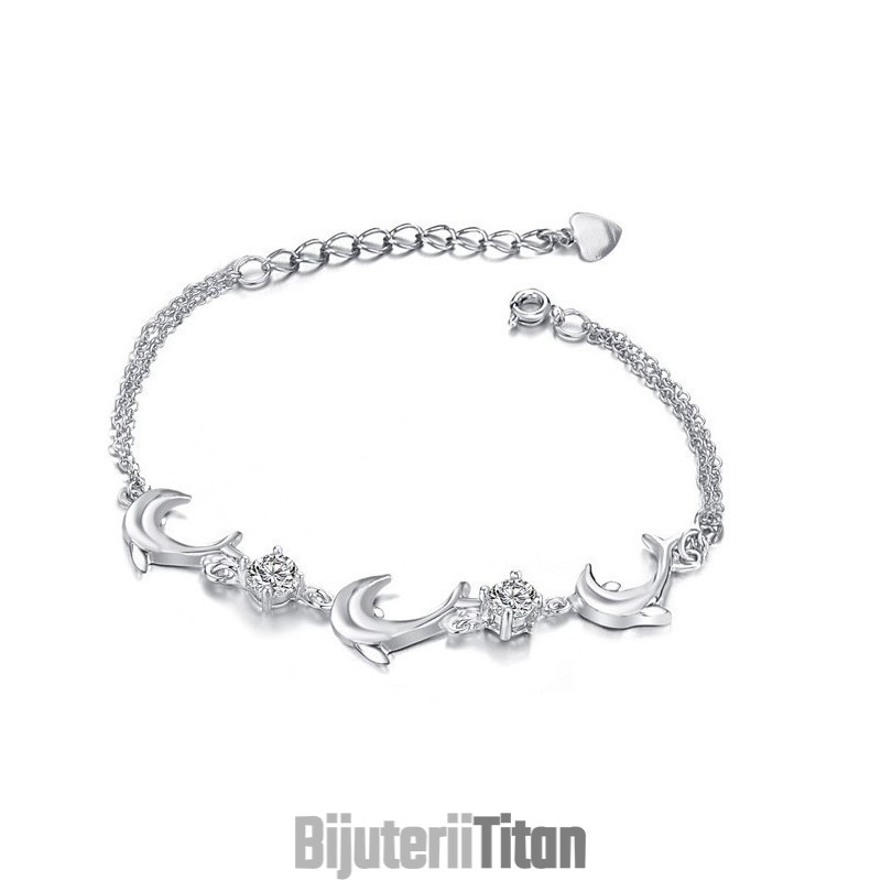 Brățară Din Titan Placată Cu Platină, În Formă De Delfin Femelă, Calitate Și Cantitate Garantate, Cu Cristal Brățară Din Titan Placată Cu Platină, În Formă De Delfin Femelă, Calitate Și Cantitate Garantate, Cu Cristal